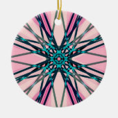 Pink Blue Grey Fractal Snowflake Winter Festive Keramisch Ornament (Voorkant)