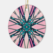 Pink Blue Grey Fractal Snowflake Winter Festive Keramisch Ornament (Links)