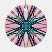 Pink Blue Grey Fractal Snowflake Winter Festive Keramisch Ornament (Achterkant)