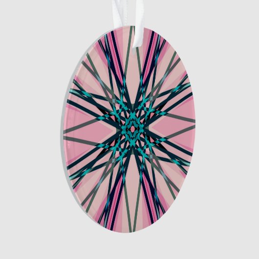 Pink Blue Grey Fractal Snowflake Winter Festive Ornament (voorkant)