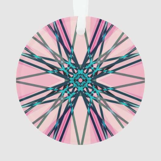 Pink Blue Grey Fractal Snowflake Winter Festive Ornament (achterkant)