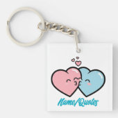 Pink & Blue Hearts Kiss Sleutelhanger (Voorkant)