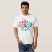 Pink & Blue Hearts Kiss T-shirt (Voorkant volledig)