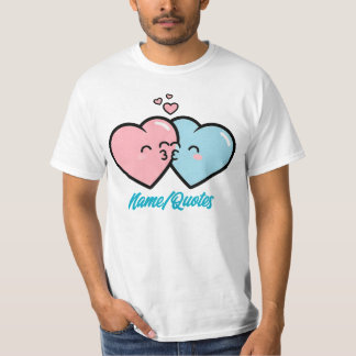 Pink & Blue Hearts Kiss T-shirt