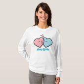 Pink & Blue Hearts Kiss T-shirt (Voorkant volledig)