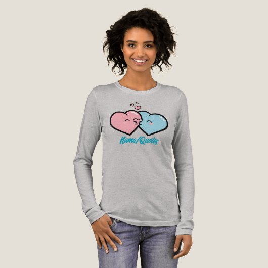 Pink & Blue Hearts Kiss Tri-Blend Shirt (Voorkant)