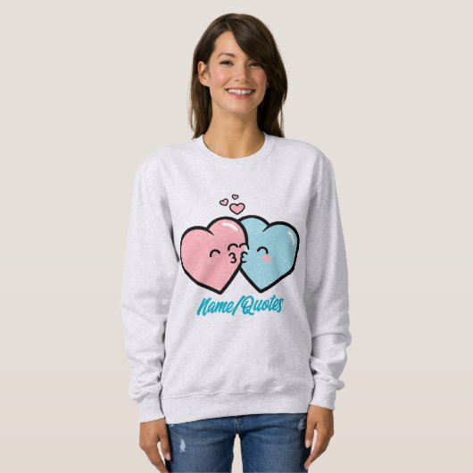 Pink & Blue Hearts Kiss Trui (Voorkant volledig)