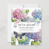 Pink Blue Hydrangea Floral Moving Kaart (Voorkant)