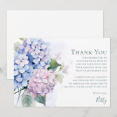 Pink Blue Hydrangeas 100th Birthday Bedankkaart (Voorkant / Achterkant)