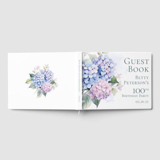 Pink Blue Hydrangeas 100th Birthday Gastenboek (Volledig)