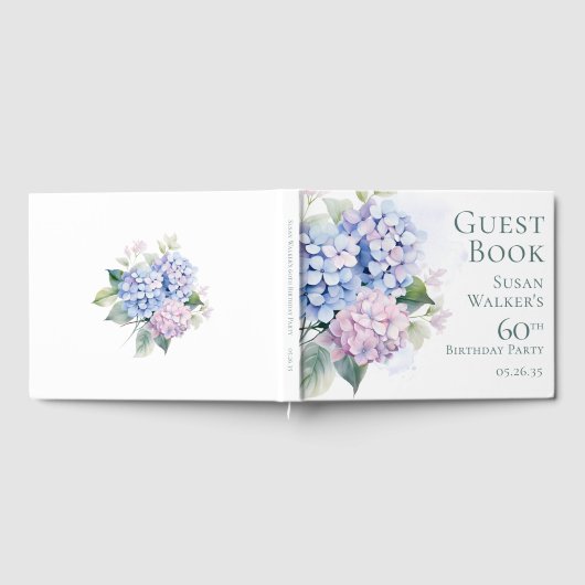 Pink Blue Hydrangeas 60th Birthday  Gastenboek (Volledig)