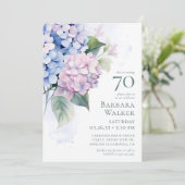  Pink Blue Hydrangeas 70th Birthday Card Request  Kaart (Staand voorkant)