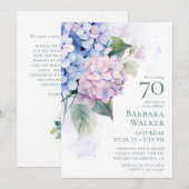  Pink Blue Hydrangeas 70th Birthday Card Request  Kaart (Voorkant / Achterkant)