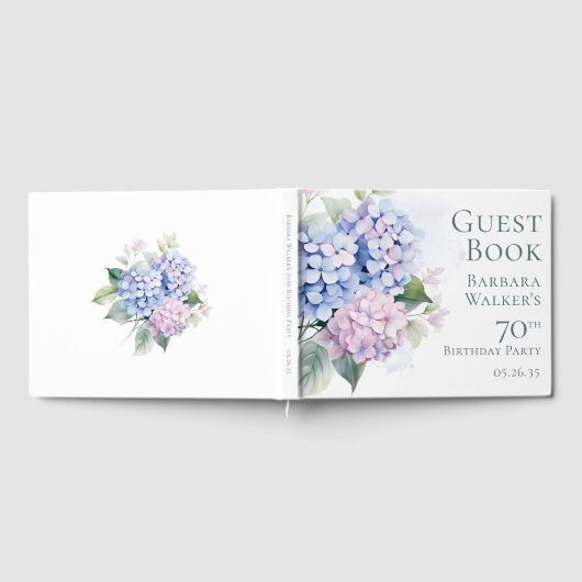 Pink Blue Hydrangeas 70th Birthday  Gastenboek (Volledig)