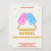 Pink & Blue Ice Cream Geslacht Onthulling Uitnodig Kaart (Voorkant)