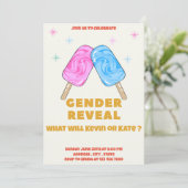 Pink & Blue Ice Cream Geslacht Onthulling Uitnodig Kaart (Staand voorkant)
