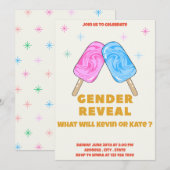 Pink & Blue Ice Cream Geslacht Onthulling Uitnodig Kaart (Voorkant / Achterkant)