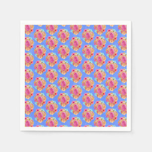 Pink Blue Island Tropical Zee Turtles Floral Servet
