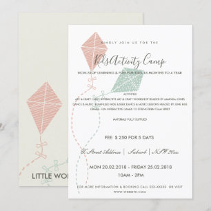 PINK BLUE KITE KINDER ACTIVITEITSKLASSE INVITE SJA KAART