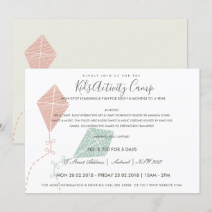 PINK BLUE KITE KINDER ACTIVITEITSKLASSE INVITE SJA KAART