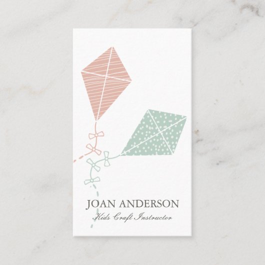 PINK BLUE KITE KINDER KLASSE TACHERTUERCOACH VISITEKAARTJE (Voorkant)