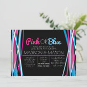 PINK & BLUE LINES Gender onthullen Uitnodiging (Staand voorkant)