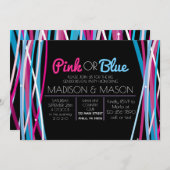 PINK & BLUE LINES Gender onthullen Uitnodiging (Voorkant / Achterkant)