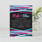 PINK & BLUE LINES Gender onthullen Uitnodiging (Staand voorkant)
