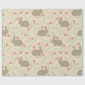 Pink Blue Mint Spring Floral Easter Bunny Pattern Cadeaupapier (Vlak)