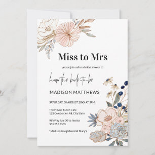 Pink Blue Miss tegen mevrouw Floral Vrijgezellenfe Kaart