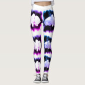 Pink Blue paars waterverf Orchids Patroon Leggings (Voorkant)