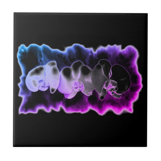 Pink Blue paars waterverf Orchids Patroon Tegeltje (Voorkant)