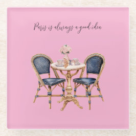Pink Blue Paris Table Baguettes Glazen Onderzetter
