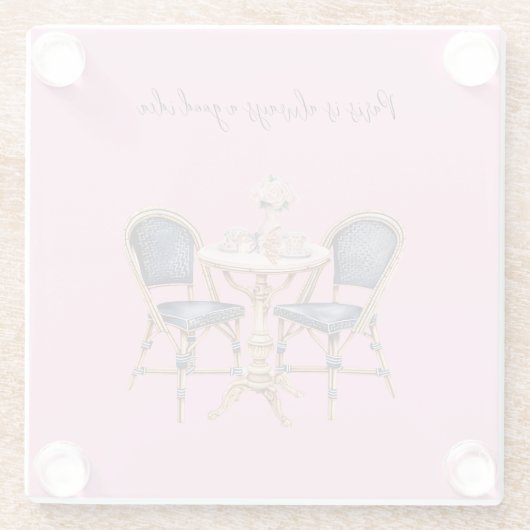 Pink Blue Paris Table Baguettes Glazen Onderzetter (Achterkant)