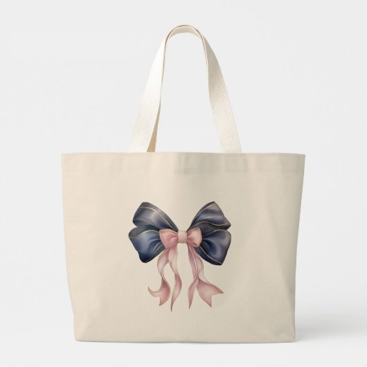 Pink Blue Paris Table Baguettes Grote Tote Bag (Achterkant)