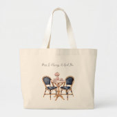 Pink Blue Paris Table Baguettes Grote Tote Bag (Voorkant)