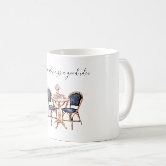 Pink Blue Paris Table Baguettes Koffiemok (Voorkant rechts)