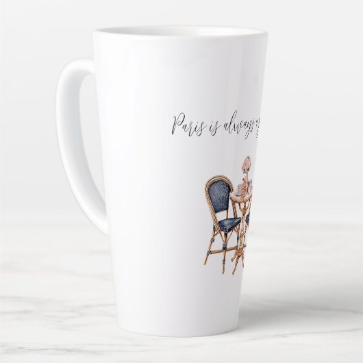 Pink Blue Paris Table Baguettes Latte Mok (Linkerhoek)