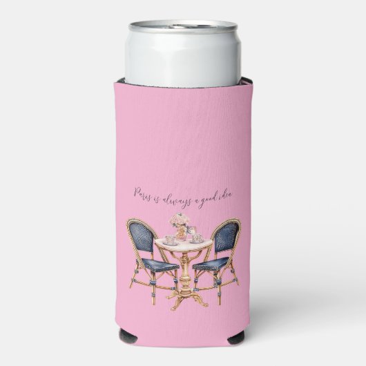 Pink Blue Paris Table Baguettes Seltzer Blikjeskoeler (Seltzer Voorkant)