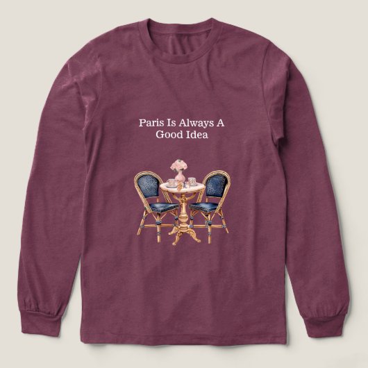 Pink Blue Paris Table Baguettes Tri-Blend Shirt (Voorkant)