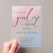 Pink Blue Pastel Gender Reveal Party Acryl Uitnodigingen (Insitu (Draagbaar))