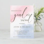 Pink Blue Pastel Gender Reveal Party Kaart (Staand voorkant)