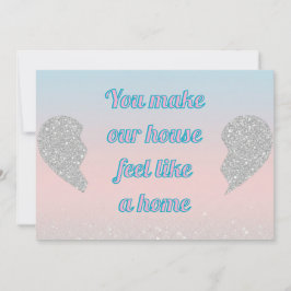 Pink Blue Pastel Glitter Heart Valentines Day Card Feestdagenkaart