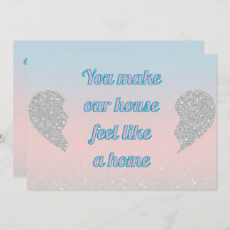 Pink Blue Pastel Glitter Heart Valentines Day Card Feestdagenkaart