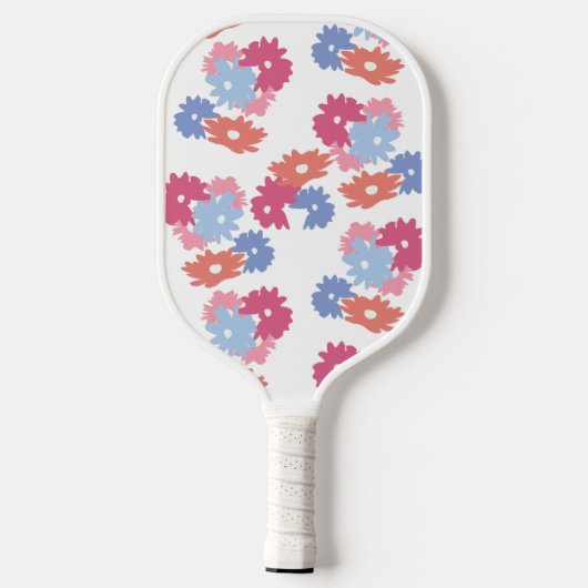 Pink Blue Patel Floral op maat Pickleball Paddle (Achterkant)