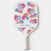 Pink Blue Patel Floral op maat Pickleball Paddle (Voorkant)