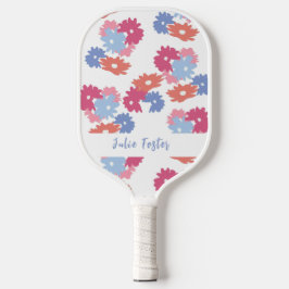 Pink Blue Patel Floral op maat Pickleball Paddle