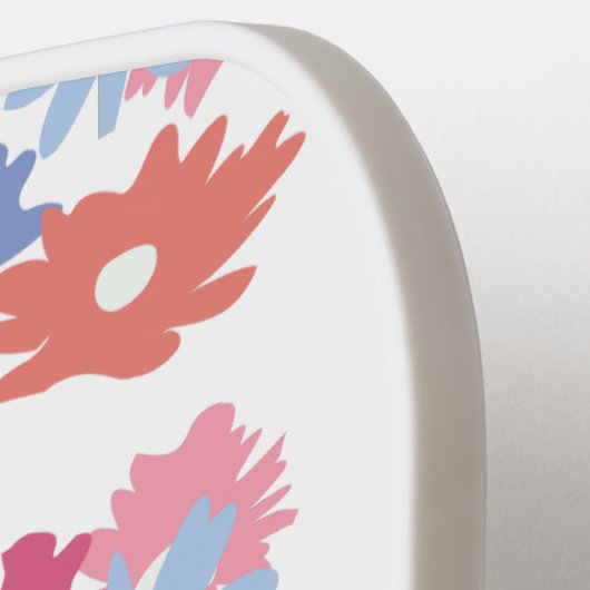 Pink Blue Patel Floral op maat Pickleball Paddle (Links Detail)