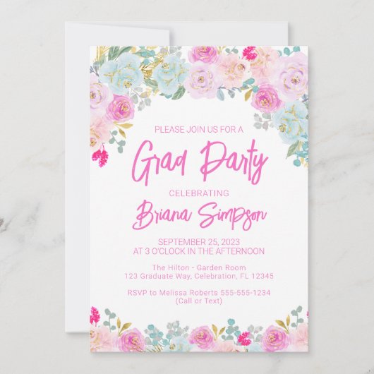 Pink Blue Peach Paarse Afstuderen Afstudeerder Par Kaart (Voorkant)