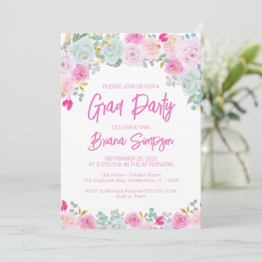 Pink Blue Peach Paarse Afstuderen Afstudeerder Par Kaart (Staand voorkant)